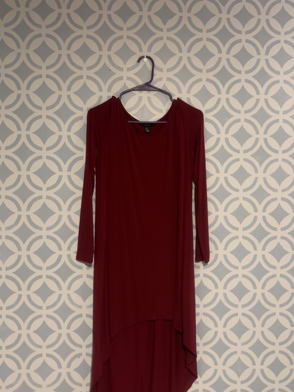 Forever 21 Burgundy High-Low Long Sleeve Dress